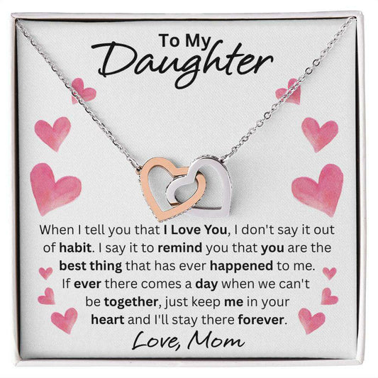 Give Love Gifts: Mom to Daughter - Forever - Interlocking Hearts Gift Set: Stainless & Rose / Two-Tone Standard