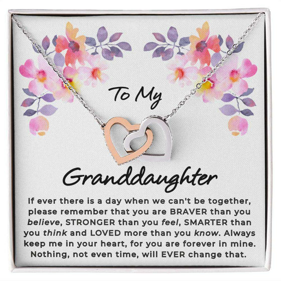 Give Love Gifts: Granddaughter - Loved - Interlocking Hearts Gift Set: Stainless & Rose / Two-Tone Standard