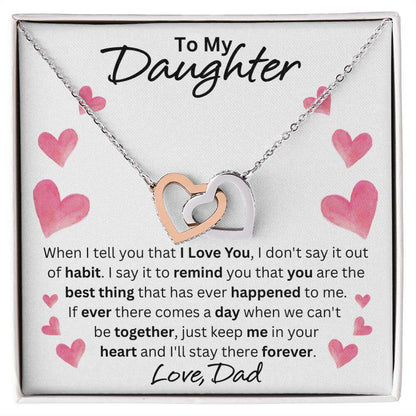 Give Love Gifts: Dad to Daughter - Forever - Interlocking Hearts Gift Set: Stainless & Rose / Two-Tone Standard