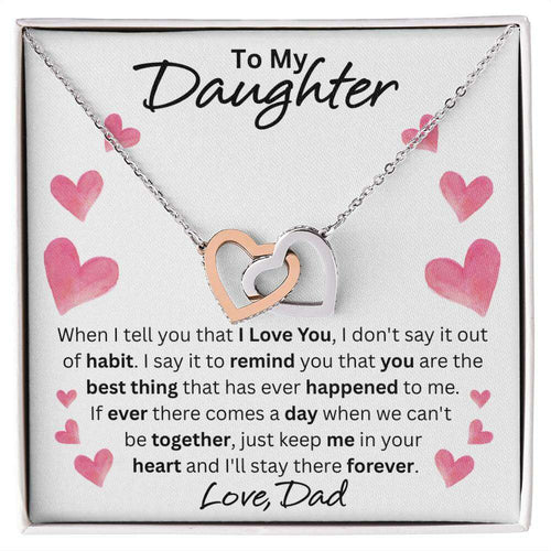 Give Love Gifts: Dad to Daughter - Forever - Interlocking Hearts Gift Set: Stainless & Rose / Two-Tone Standard