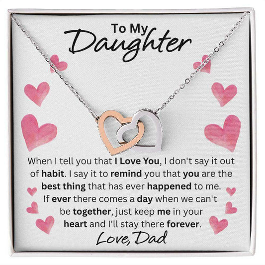 Give Love Gifts: Dad to Daughter - Forever - Interlocking Hearts Gift Set: Stainless & Rose / Two-Tone Standard