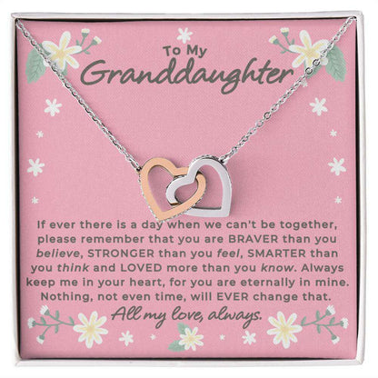 Give Love Gifts: Granddaughter - Remember - Interlocking Hearts Gift Set: Stainless & Rose / Two-Tone Standard