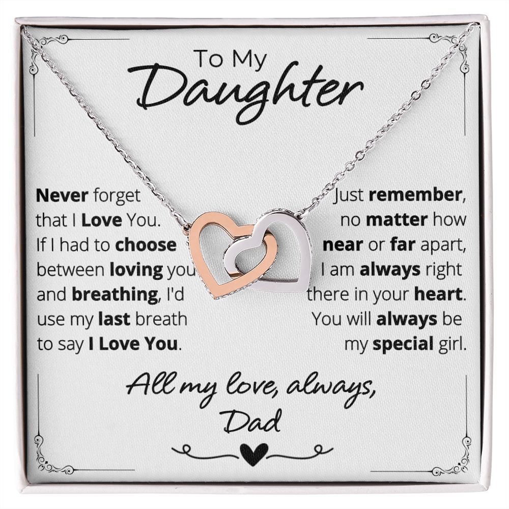 Dad to Daughter - Last Breath - Interlocking Hearts Necklace