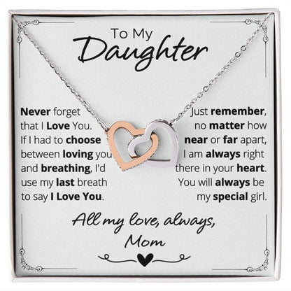 Give Love Gifts: Mom to Daughter - Last Breath - Interlocking Hearts Gift Set: Stainless & Rose / Two-Tone Standard