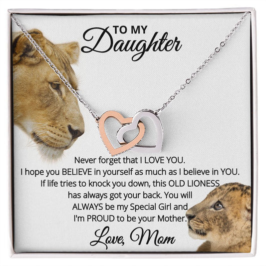 Mom to Daughter - Proud - Interlocking Hearts Necklace