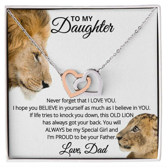 Give Love Gifts: Dad to Daughter - Proud - Interlocking Hearts Gift Set: Stainless & Rose / Two-Tone Standard