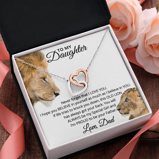 Dad to Daughter - Proud - Interlocking Hearts Necklace