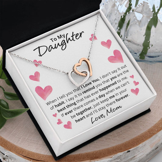 Mom to Daughter - Forever - Interlocking Hearts Necklace
