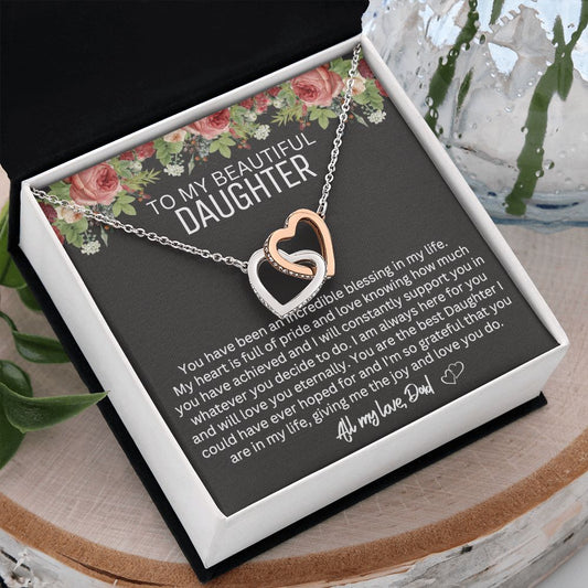 Dad to Daughter - Blessing - Interlocking Hearts Necklace