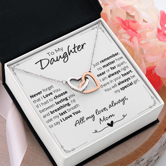 Mom to Daughter - Last Breath - Interlocking Hearts Necklace