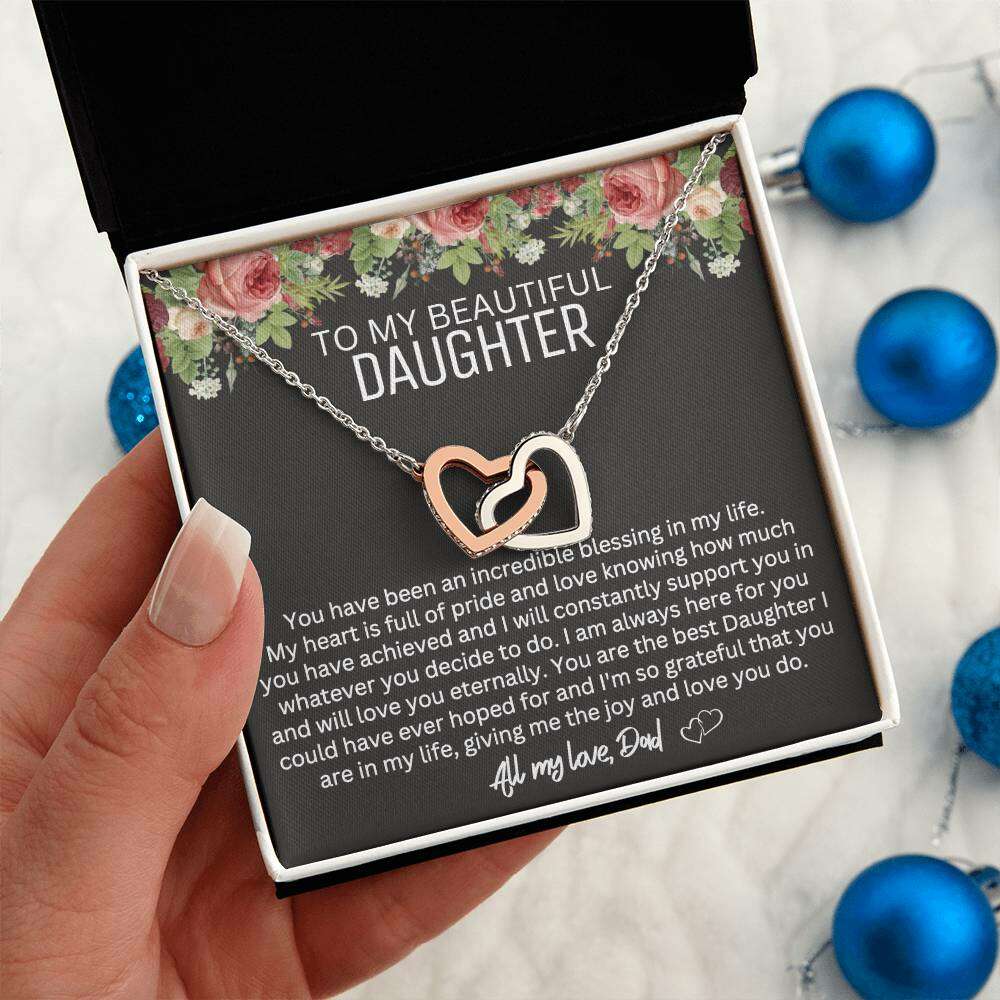 Give Love Gifts: Dad to Daughter - Blessing - Interlocking Hearts Gift Set