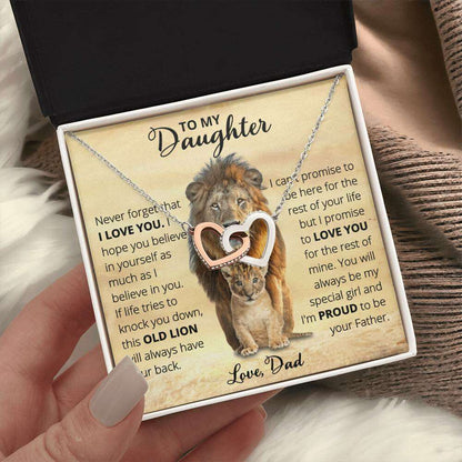 Give Love Gifts: Dad to Daughter - Old Lion - Interlocking Hearts Gift Set