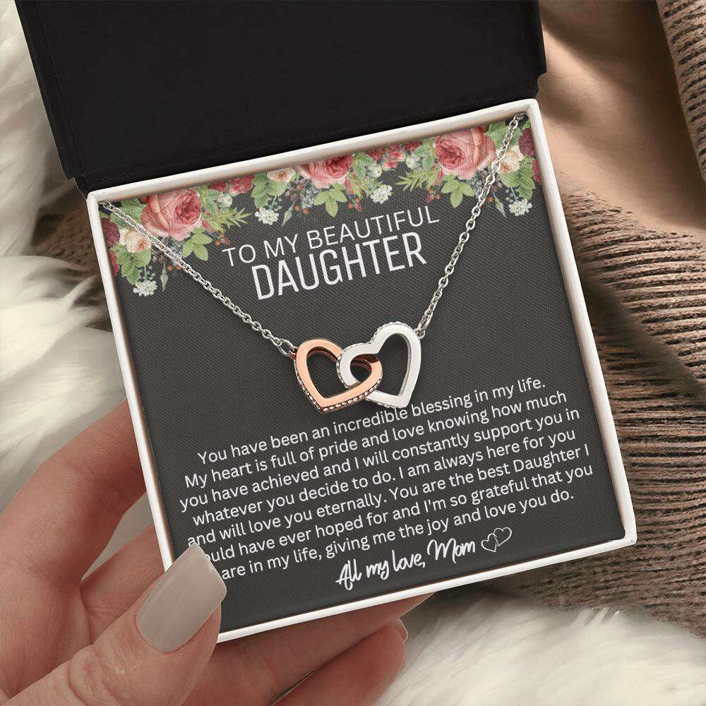 Give Love Gifts: Mom to Daughter - Blessing - Interlocking Hearts Gift Set