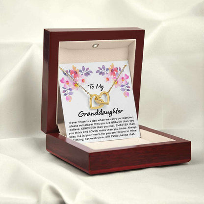 Give Love Gifts: Granddaughter - Loved - Interlocking Hearts Gift Set: 18K Yellow / Mahogany & LED Light