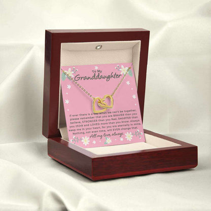 Give Love Gifts: Granddaughter - Remember - Interlocking Hearts Gift Set: 18K Yellow / Mahogany & LED Light