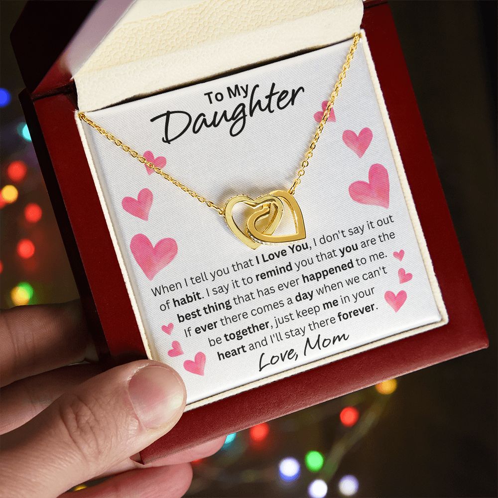 Mom to Daughter - Forever - Interlocking Hearts Necklace
