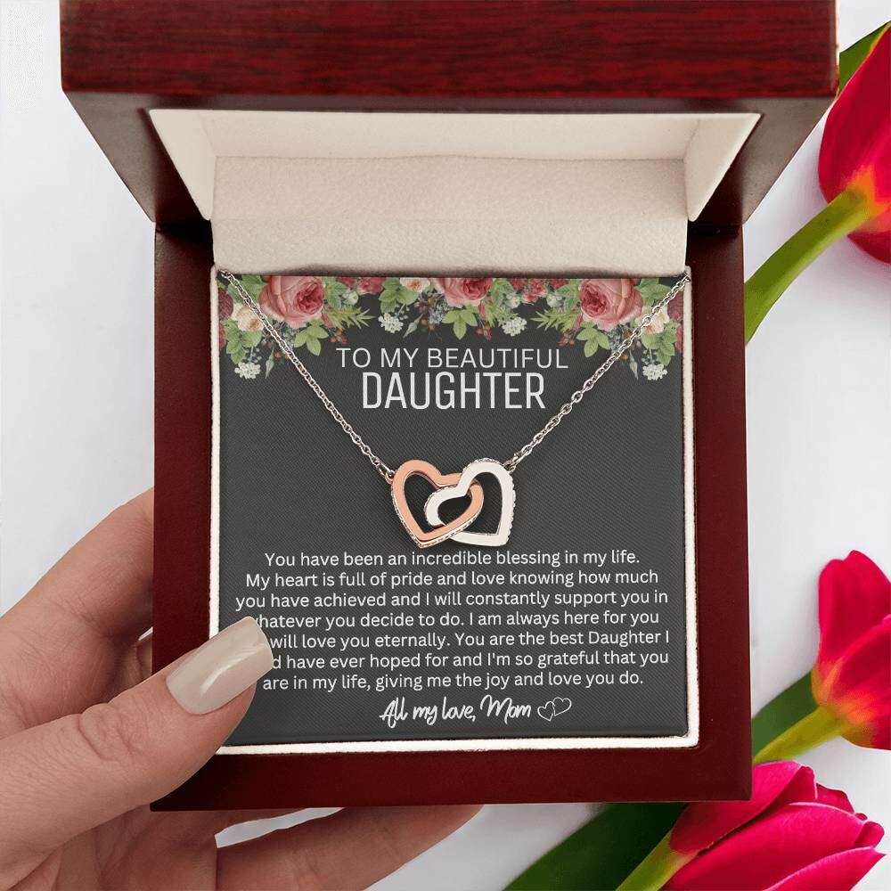 Give Love Gifts: Mom to Daughter - Blessing - Interlocking Hearts Gift Set