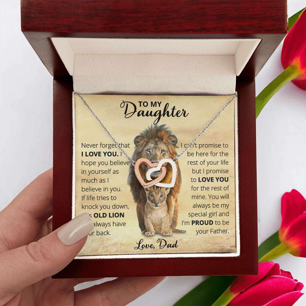 Give Love Gifts: Dad to Daughter - Old Lion - Interlocking Hearts Gift Set
