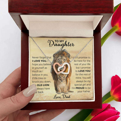 Give Love Gifts: Dad to Daughter - Old Lion - Interlocking Hearts Gift Set