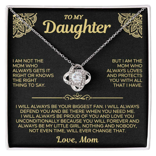 Give Love Gifts: Mom to Daughter - Always - Love Knot Gift Set GL001: 14K White / Two-Tone