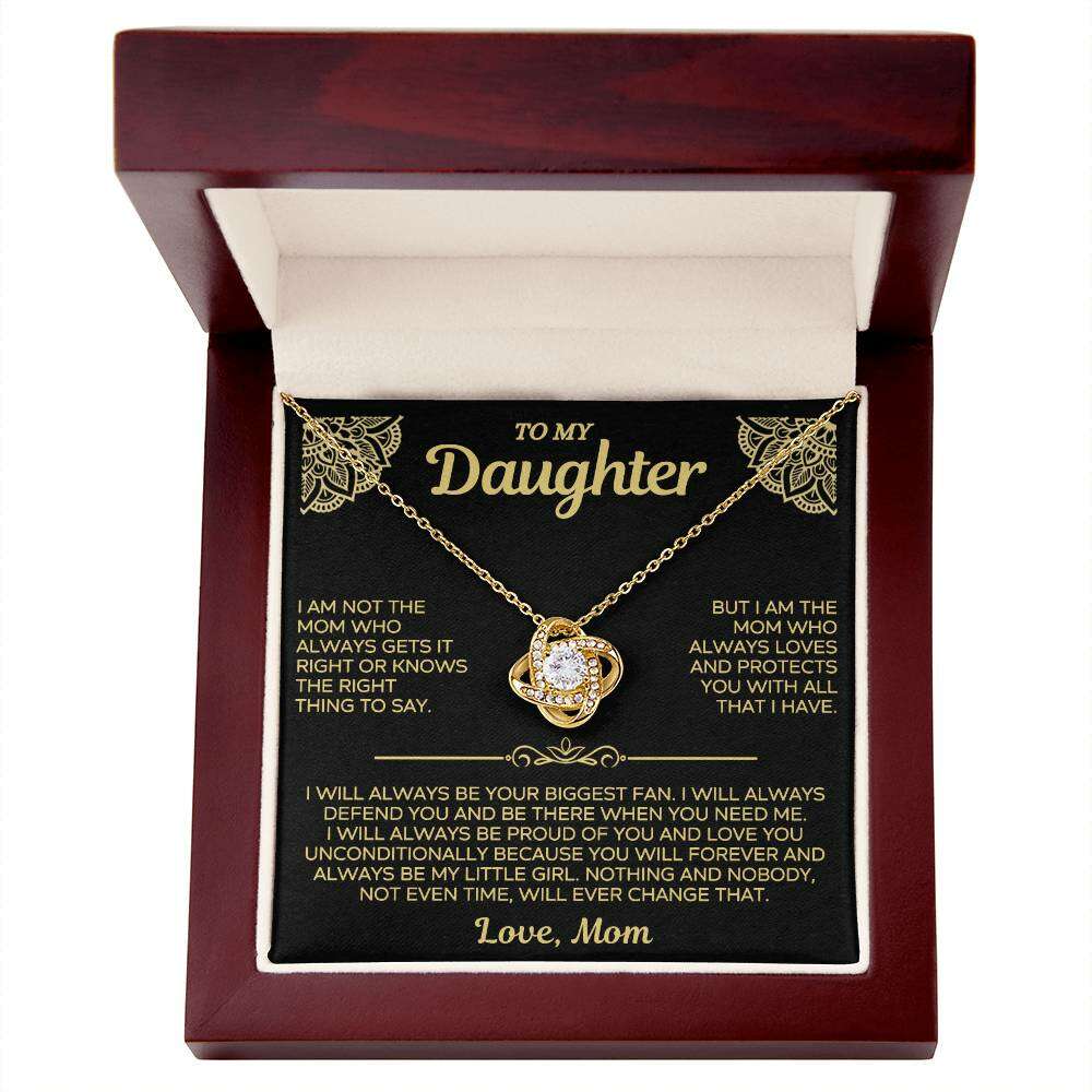 Give Love Gifts: Mom to Daughter - Always - Love Knot Gift Set GL001: 18K Yellow / Mahogany