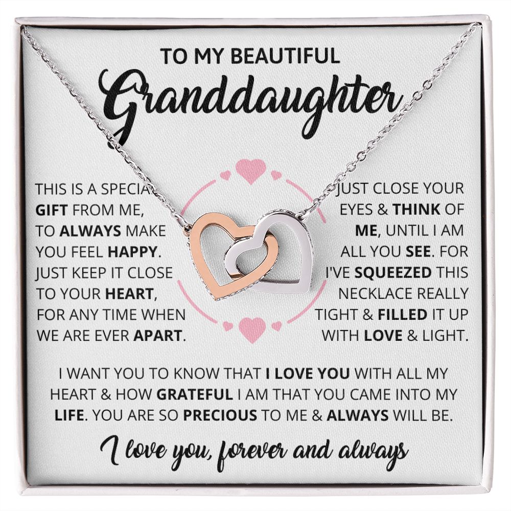 Granddaughter - Forever and Always - Interlocking Hearts Necklace
