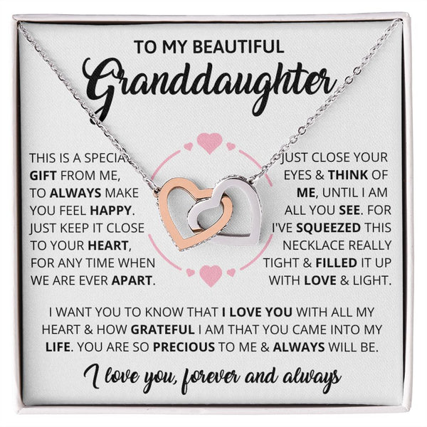 Granddaughter - Forever and Always - Interlocking Hearts Necklace