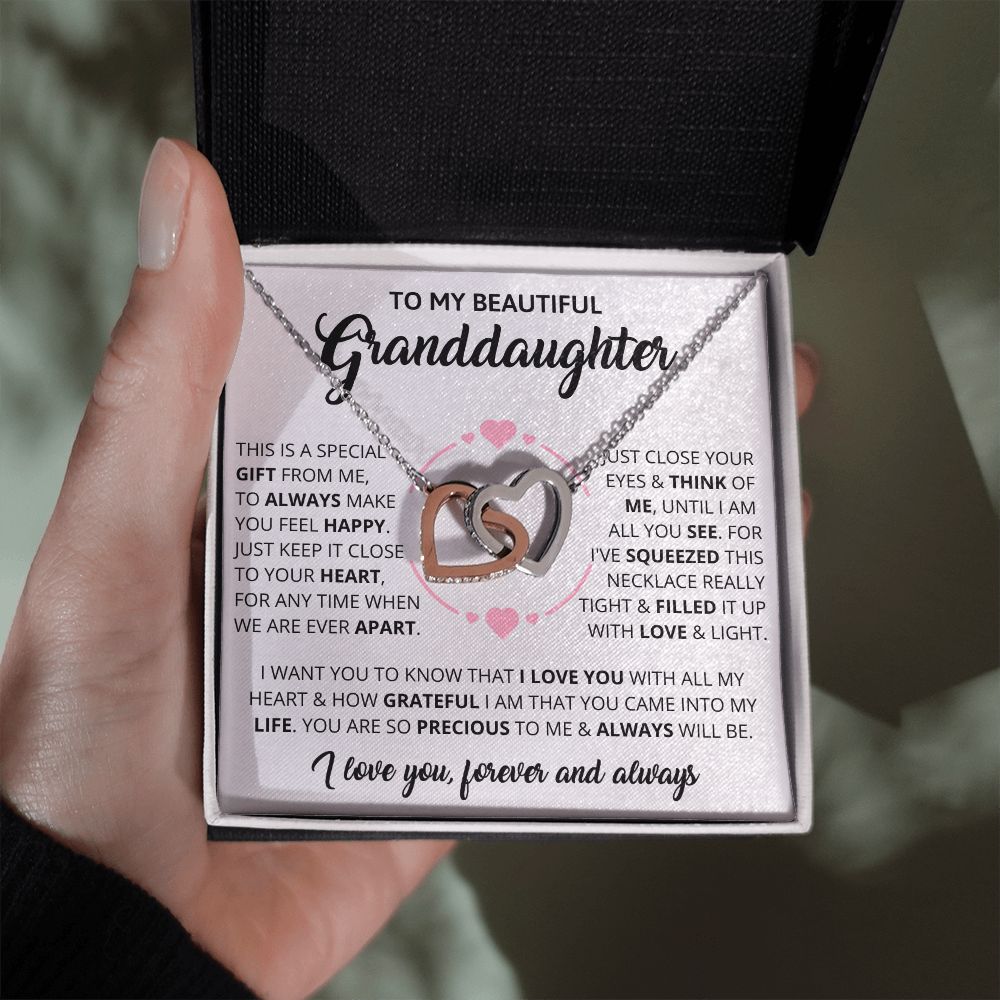 Granddaughter - Forever and Always - Interlocking Hearts Necklace
